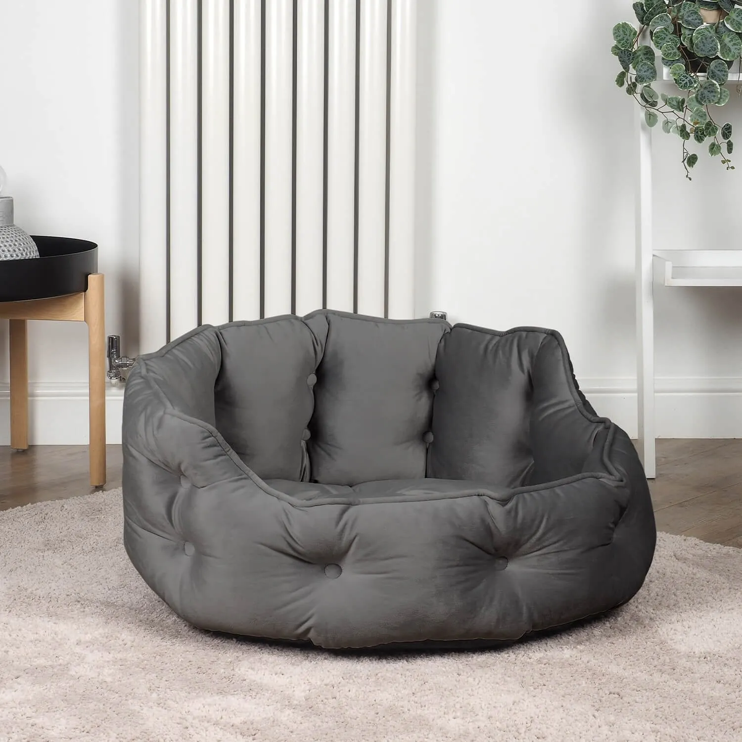 Smart Garden Slate Button-Tufted Round Bed - Medium