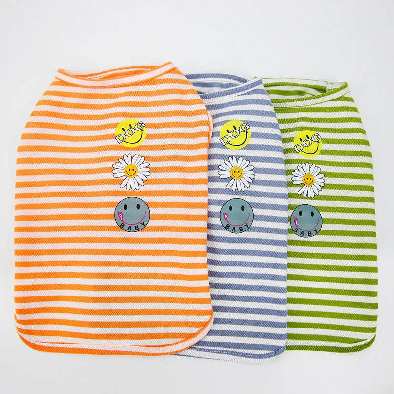 Sunflower striped vest spring and summer pet clothing