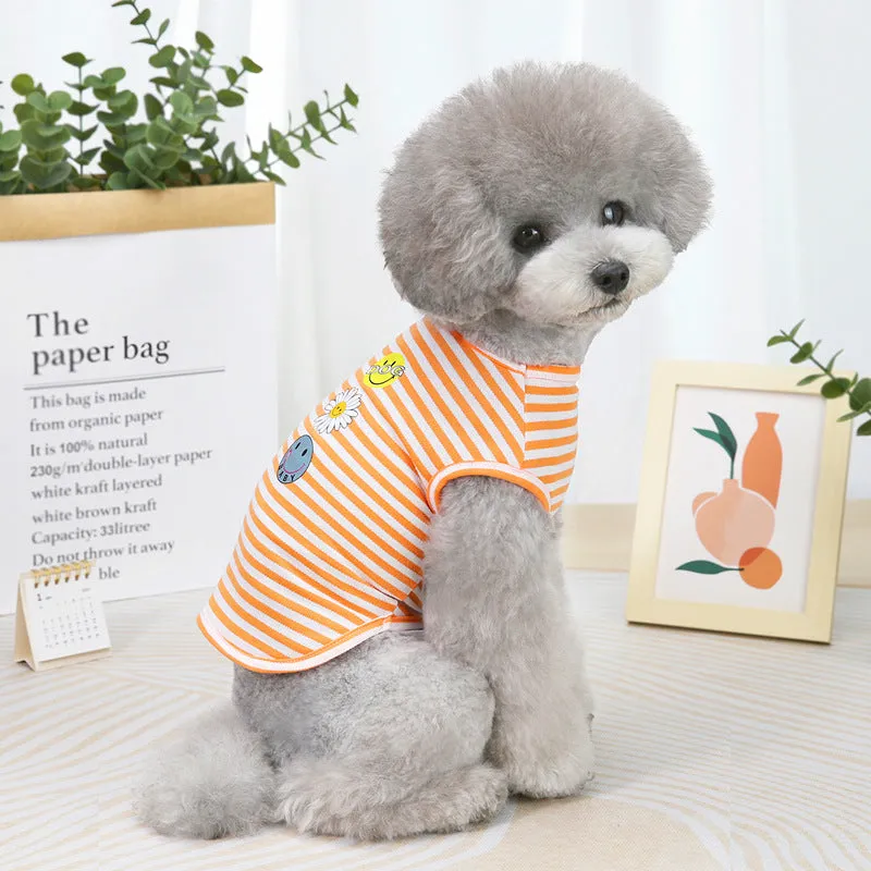 Sunflower striped vest spring and summer pet clothing