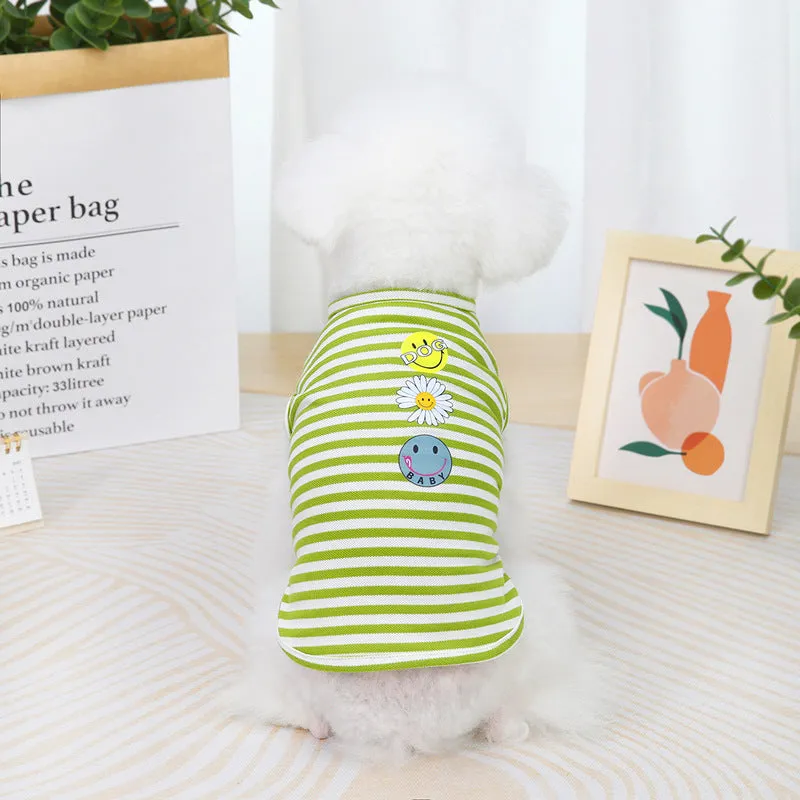 Sunflower striped vest spring and summer pet clothing