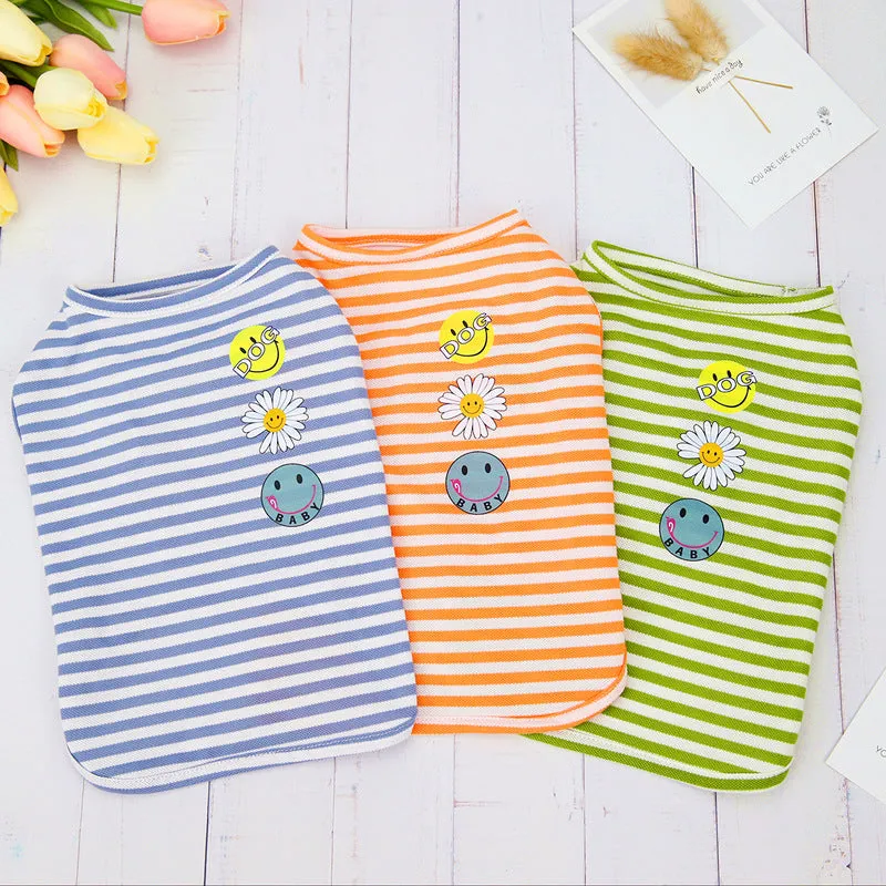 Sunflower striped vest spring and summer pet clothing