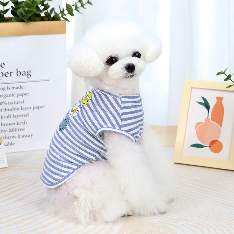 Sunflower striped vest spring and summer pet clothing