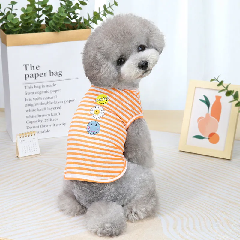 Sunflower striped vest spring and summer pet clothing