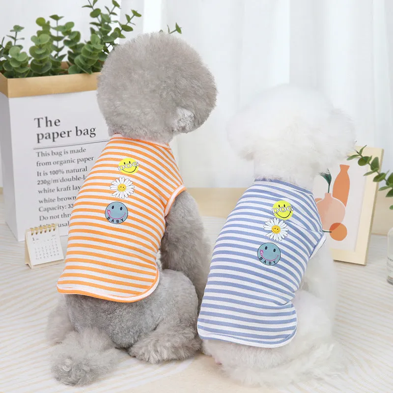 Sunflower striped vest spring and summer pet clothing