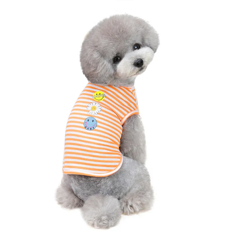 Sunflower striped vest spring and summer pet clothing