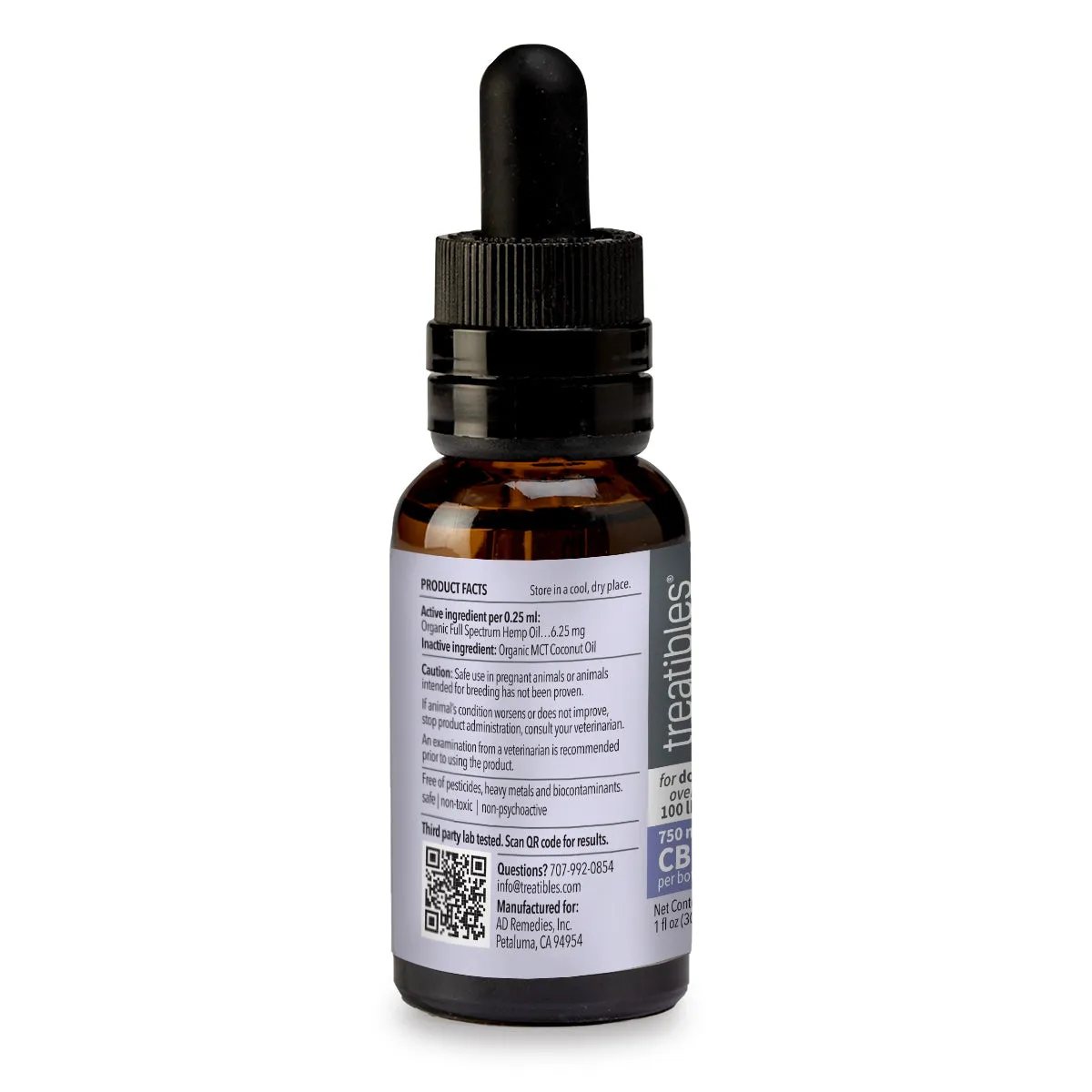 Treatibles® CBD OIL-750mg Full Spectrum Hemp Oil Dropper Bottle - All Species