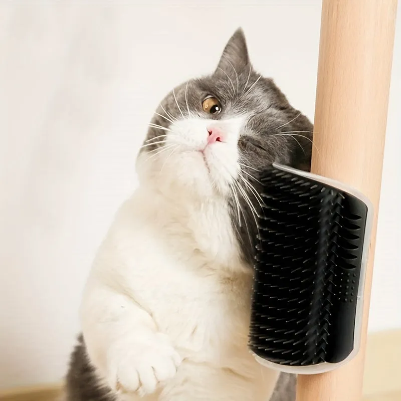 Wall-Mounted Cat Grooming Brush with Massage Comb – Self-Grooming Tool for Cats and Puppies