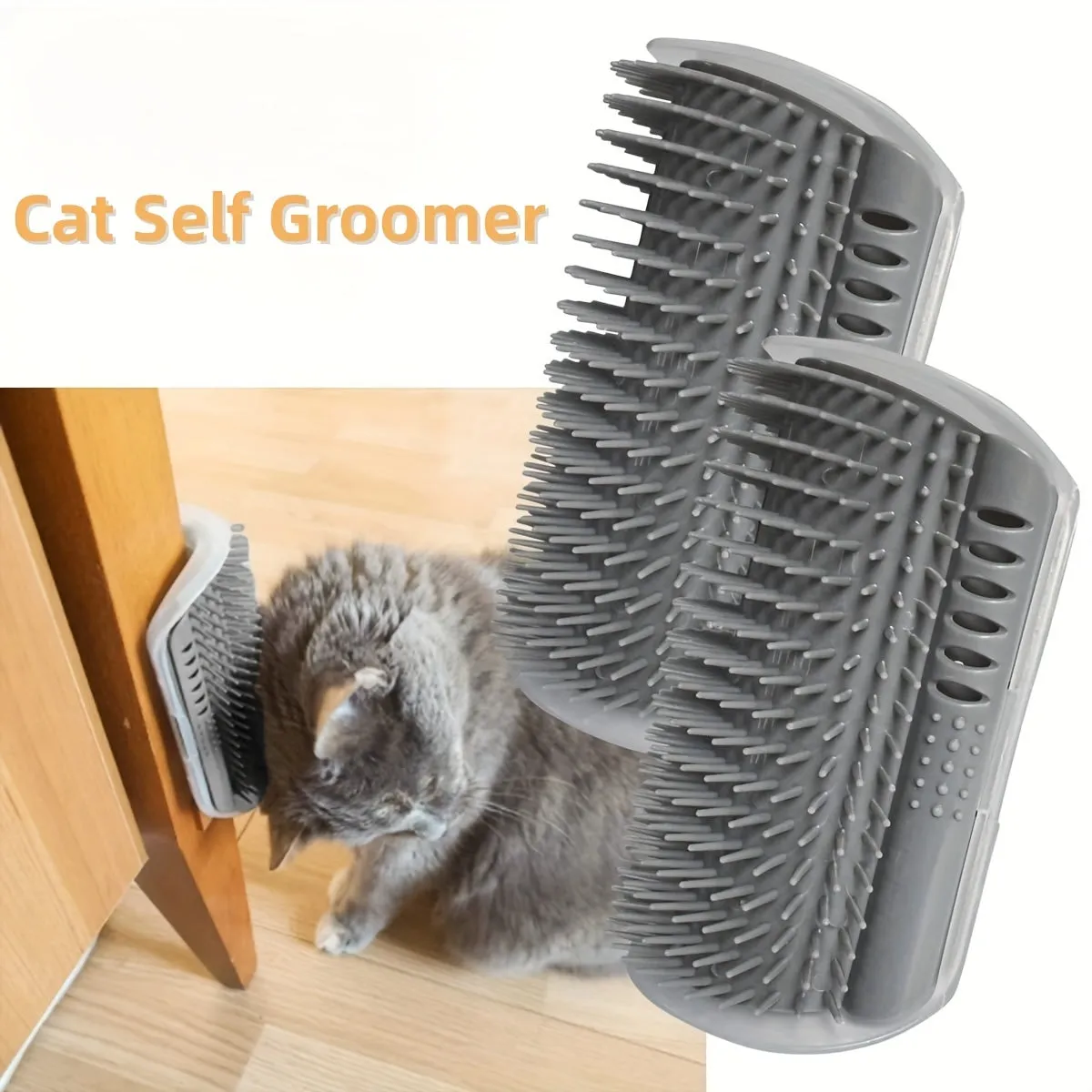 Wall-Mounted Cat Grooming Brush with Massage Comb – Self-Grooming Tool for Cats and Puppies