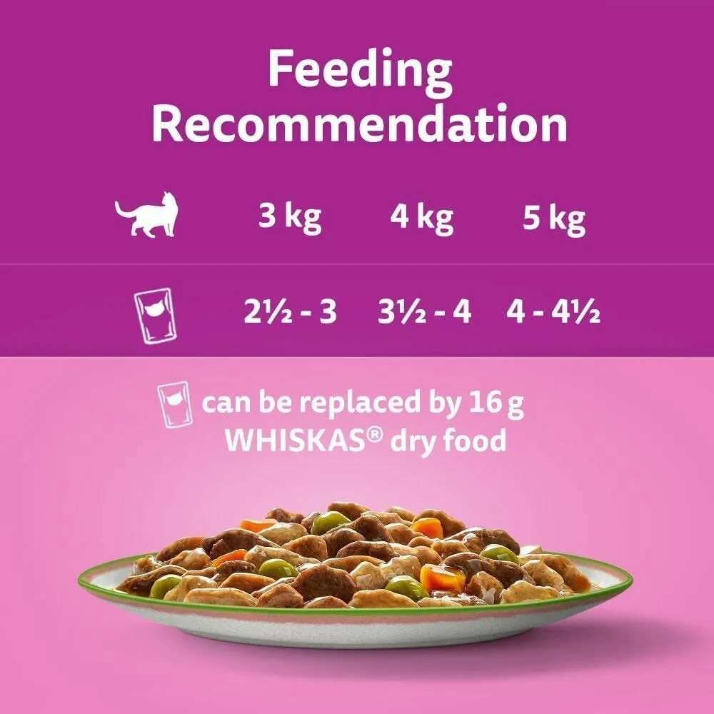 Whiskas 40 x 85g Tasty Mix Veg Chef's Choice Adult Cat Food Pouches in Gravy