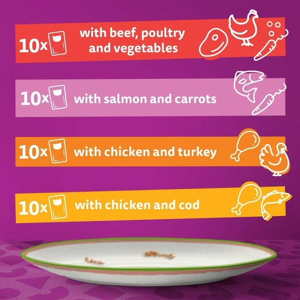 Whiskas 40 x 85g Tasty Mix Veg Chef's Choice Adult Cat Food Pouches in Gravy